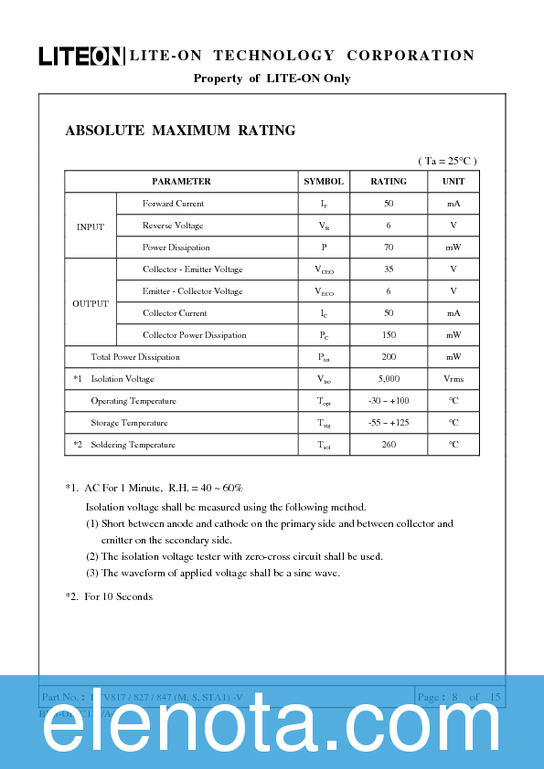 LTV847-V Datasheet PDF (445 KB) Lite-On Technology | Pobierz z Elenota.pl