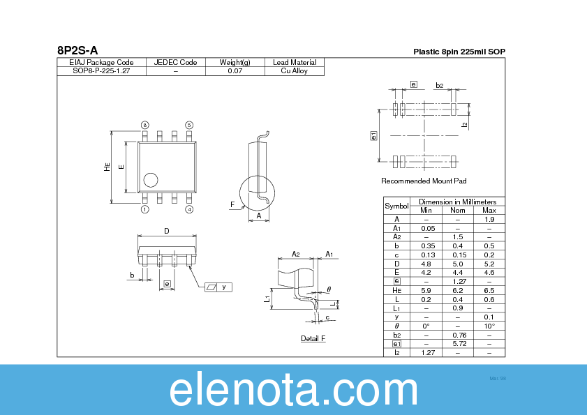 M5218AL Datasheet PDF (355 KB) Mitsubishi | Pobierz z Elenota.pl