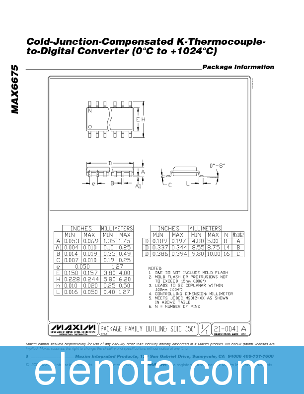 MAX6675 Datasheet PDF (130 KB) Maxim | Pobierz z Elenota.pl