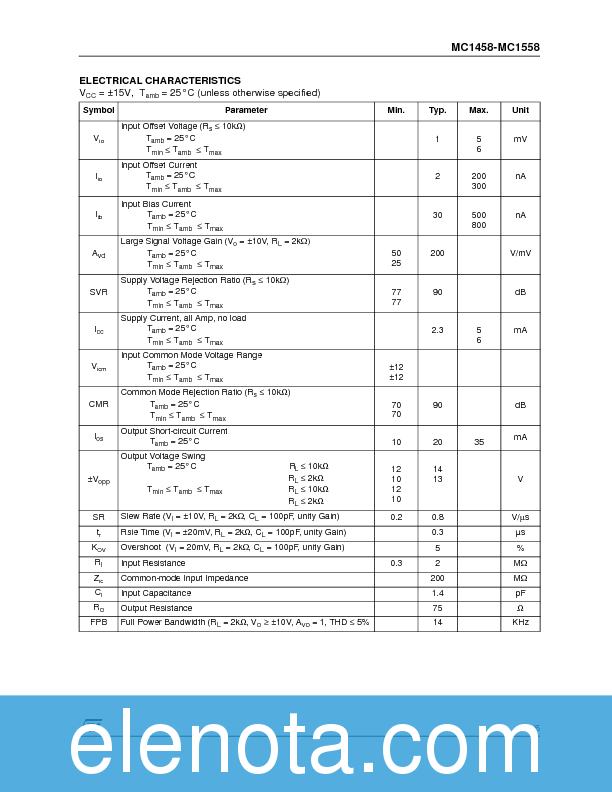 MC1458 Datasheet PDF (134 KB) STMicroelectronics | Pobierz z Elenota.pl