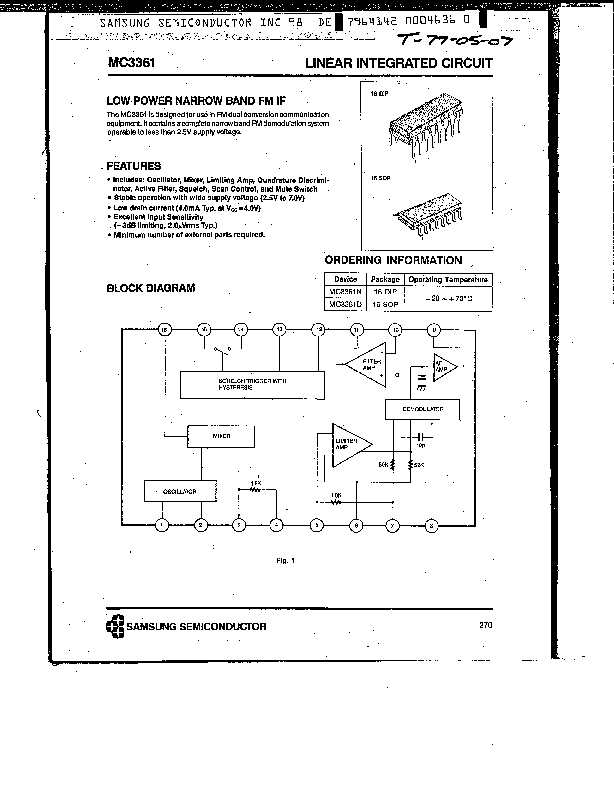 MC3361 Datasheet PDF (250 KB) Samsung | Pobierz z Elenota.pl