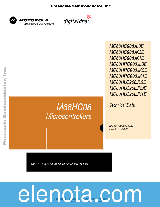 MC68HC908JL3E Datasheet PDF (1.99 MB) Freescale | Pobierz z Elenota.pl