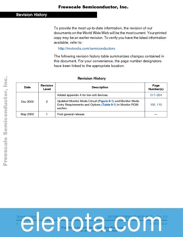MC68HC908JL3E Datasheet PDF (1.99 MB) Freescale | Pobierz z Elenota.pl