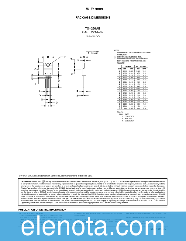 MJE13009 Datasheet PDF (148 KB) ON Semiconductor | Pobierz z Elenota.pl