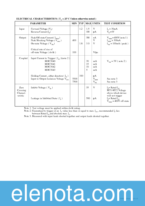 MOC3041 Datasheet PDF (40 KB) others | Pobierz z Elenota.pl