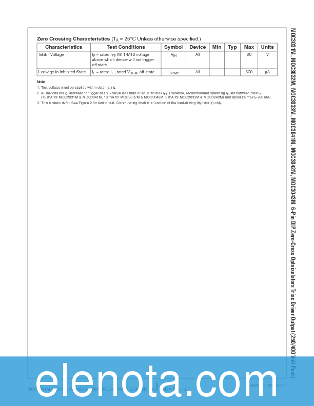 MOC3042-M Datasheet PDF (520 KB) Fairchild | Pobierz z Elenota.pl