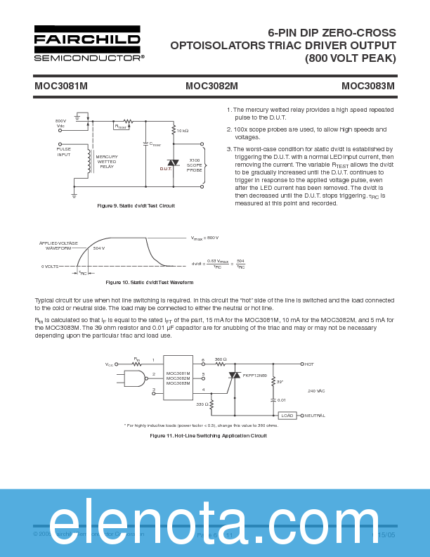 MOC3083-M Datasheet PDF (533 KB) Fairchild | Pobierz z Elenota.pl