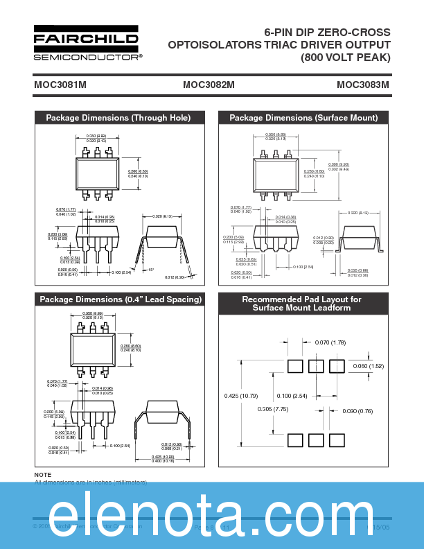 MOC3083M Datasheet PDF (533 KB) Fairchild Pobierz z Elenota.pl