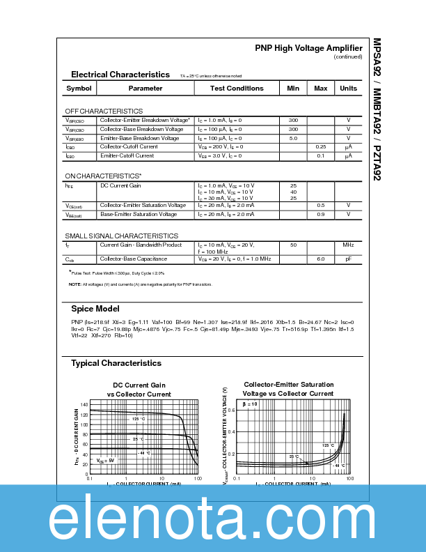 MPSA92 Datasheet PDF (881 KB) Fairchild | Pobierz z Elenota.pl