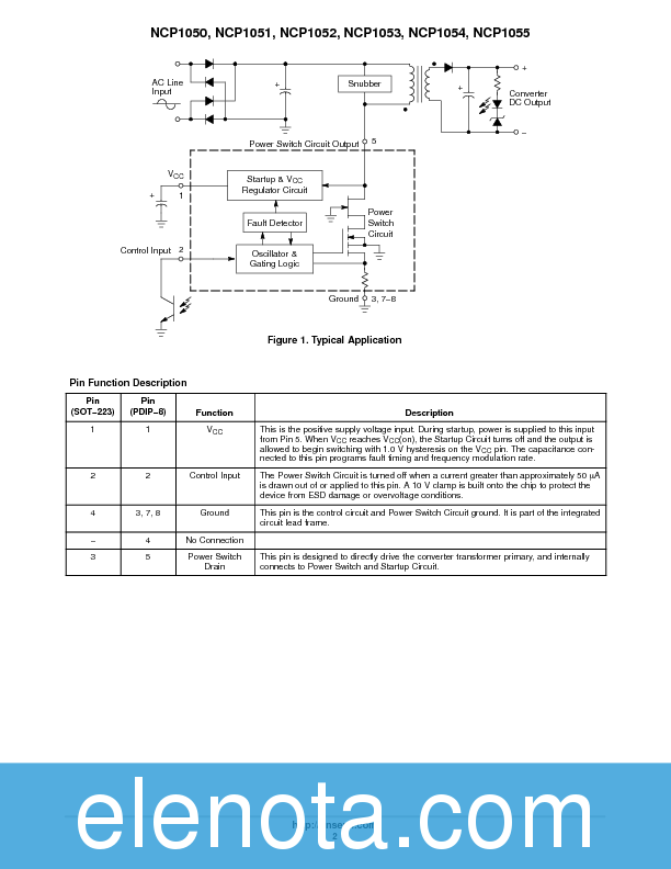 NCP1050 Datasheet PDF (253 KB) ON Semiconductor | Pobierz z Elenota.pl