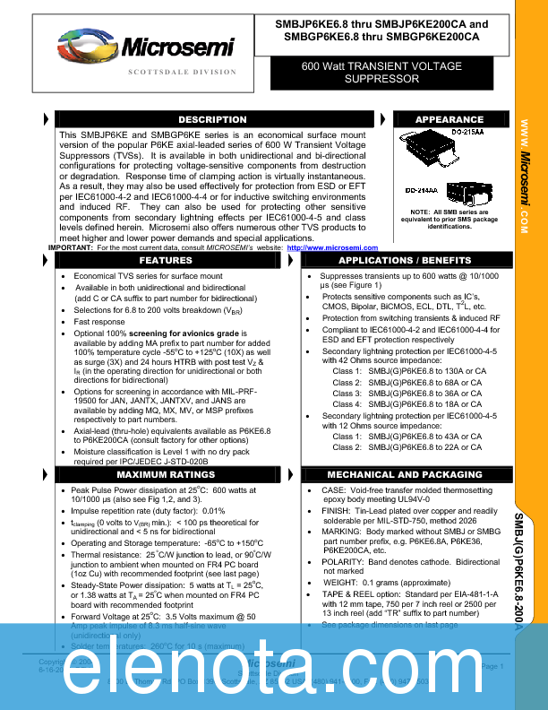 P6ke68a Datasheet Pdf 561 Kb Microsemi Pobierz Z Elenota Pl P6ke68a Datasheet Pdf 561 Kb Microsemi Pobierz Z Elenota Pl