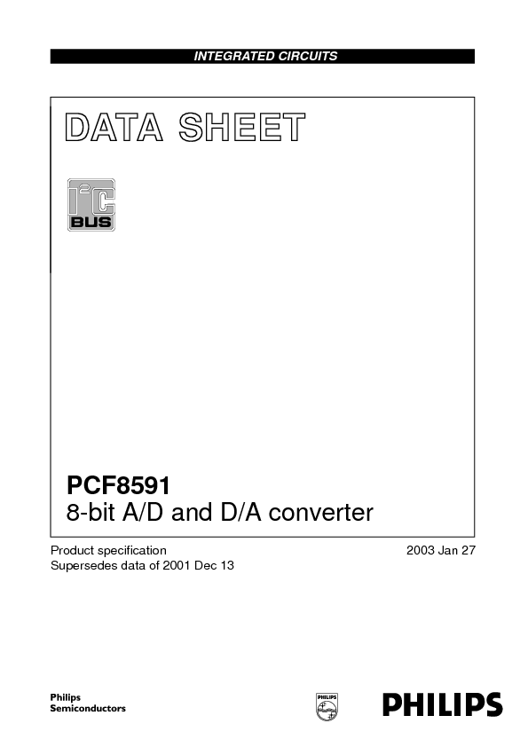 PCF8591 Datasheet PDF (140 KB) Philips | Pobierz z Elenota.pl