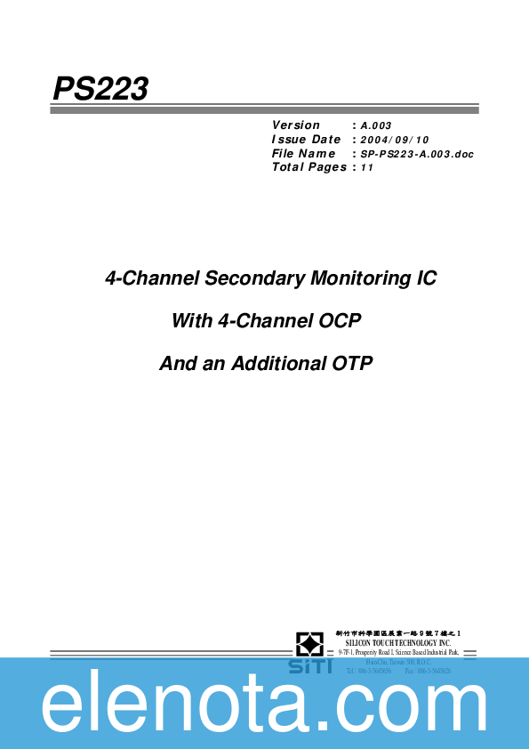 PS223 Datasheet PDF (132 KB) SITI | Pobierz z Elenota.pl