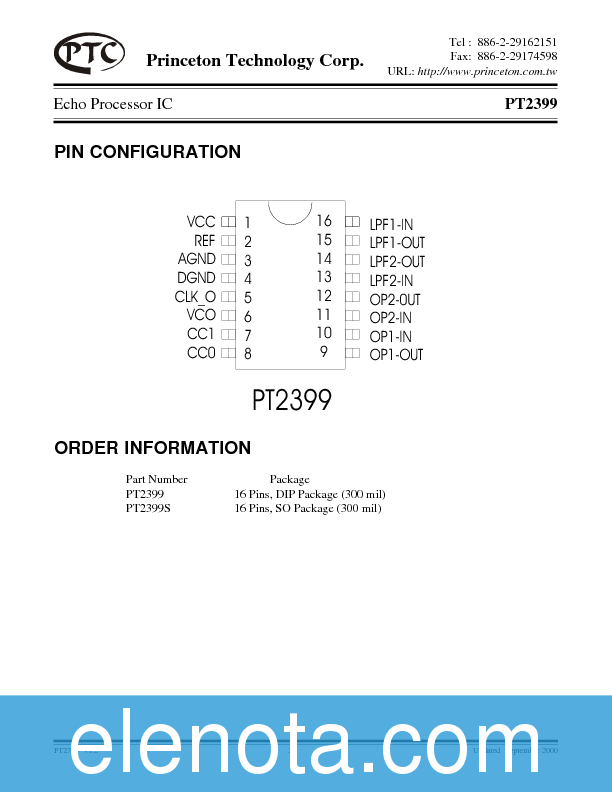 PT2399 Datasheet PDF (82 KB) PTC | Pobierz z Elenota.pl