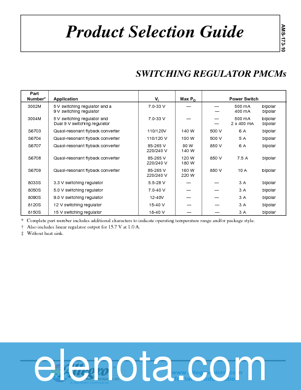 PRODUCT SELECTION GUIDE Datasheet PDF (22 KB) Allegro Pobierz z