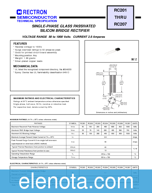 RC203 Datasheet PDF (31 KB) Rectron Pobierz z Elenota.pl
