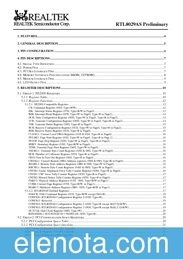 RTL8029AS Datasheet PDF (932 KB) others | Pobierz z Elenota.pl
