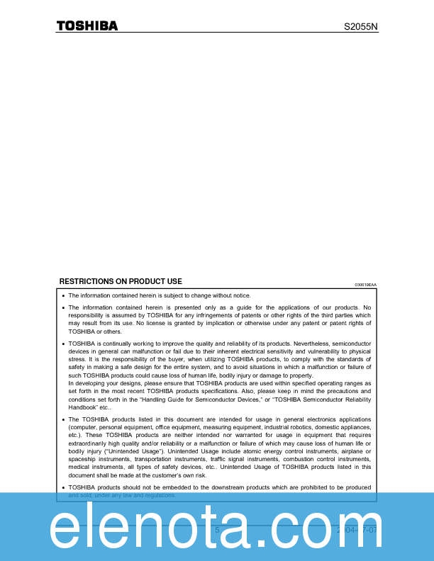 S2055N Datasheet PDF (292 KB) Toshiba | Pobierz z Elenota.pl