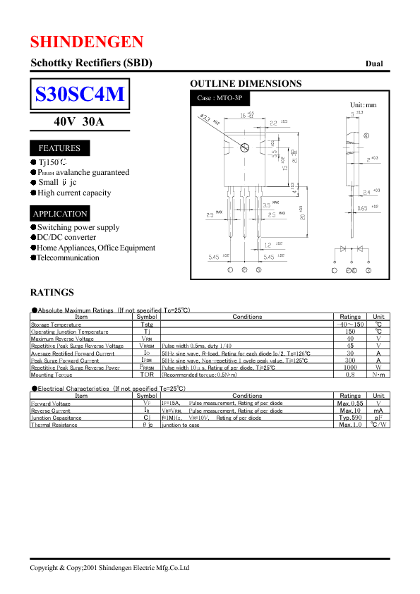 S30SC4M Datasheet PDF (415 KB) Shindengen | Pobierz z Elenota.pl