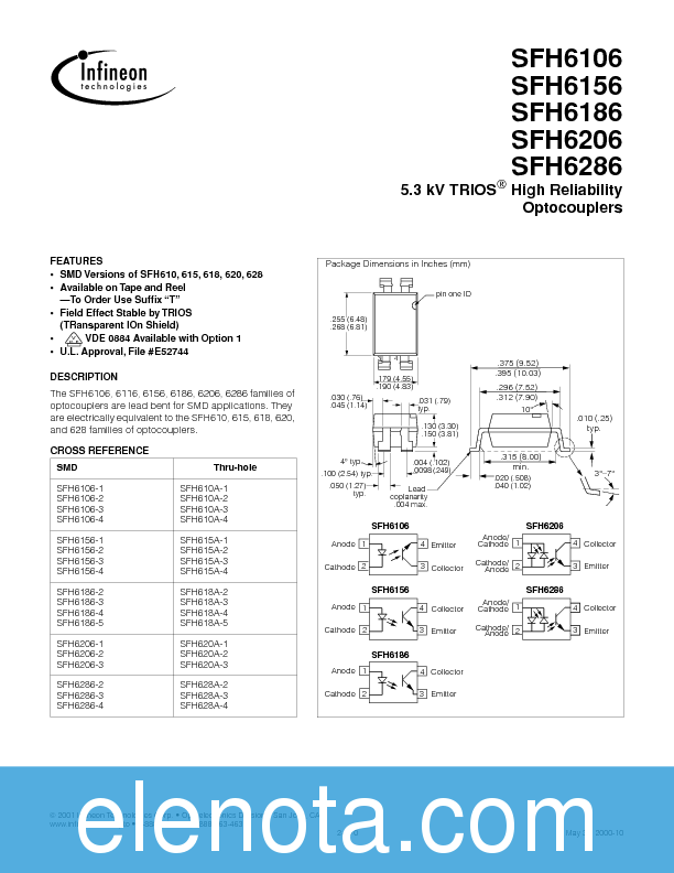 SFH6156-3 Datasheet PDF (350 KB) Infineon | Pobierz z Elenota.pl