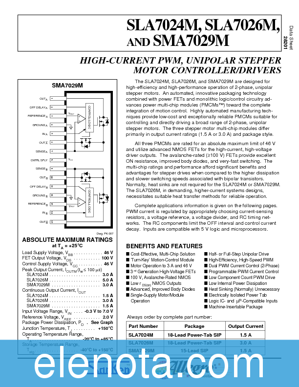SLA7024M Datasheet PDF (205 KB) Allegro | Pobierz z Elenota.pl
