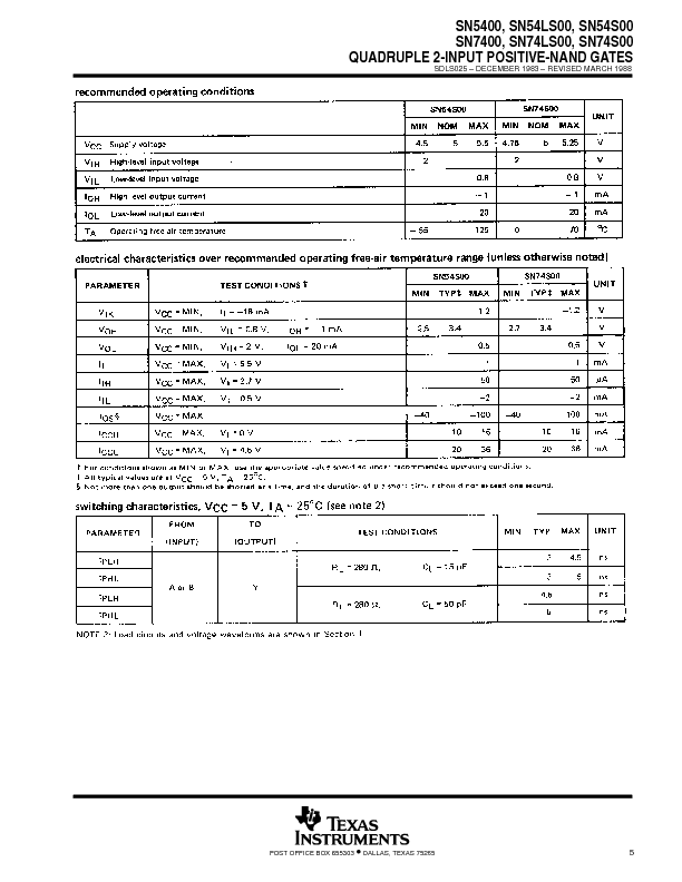 SN7400 Datasheet PDF (196 KB) Texas Instruments | Pobierz z Elenota.pl