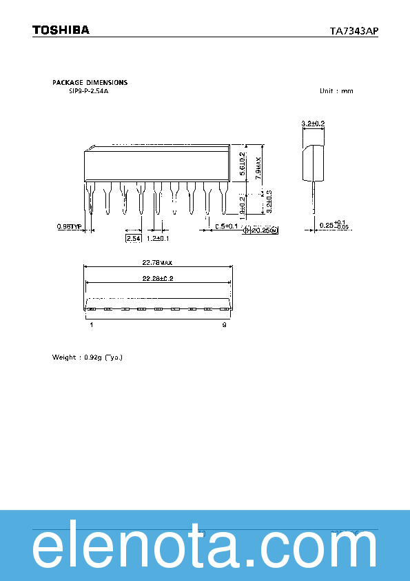 TA7343AP Datasheet PDF (379 KB) Toshiba | Pobierz z Elenota.pl