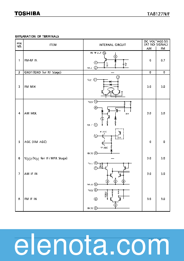 TA8127N Datasheet PDF (532 KB) Toshiba | Pobierz z Elenota.pl