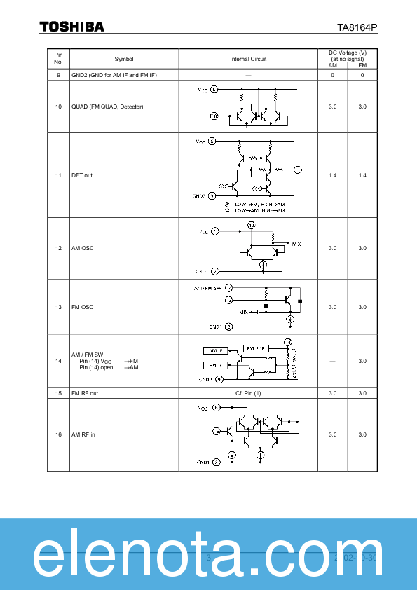 TA8164P Datasheet PDF (0.98 MB) Toshiba | Pobierz z Elenota.pl
