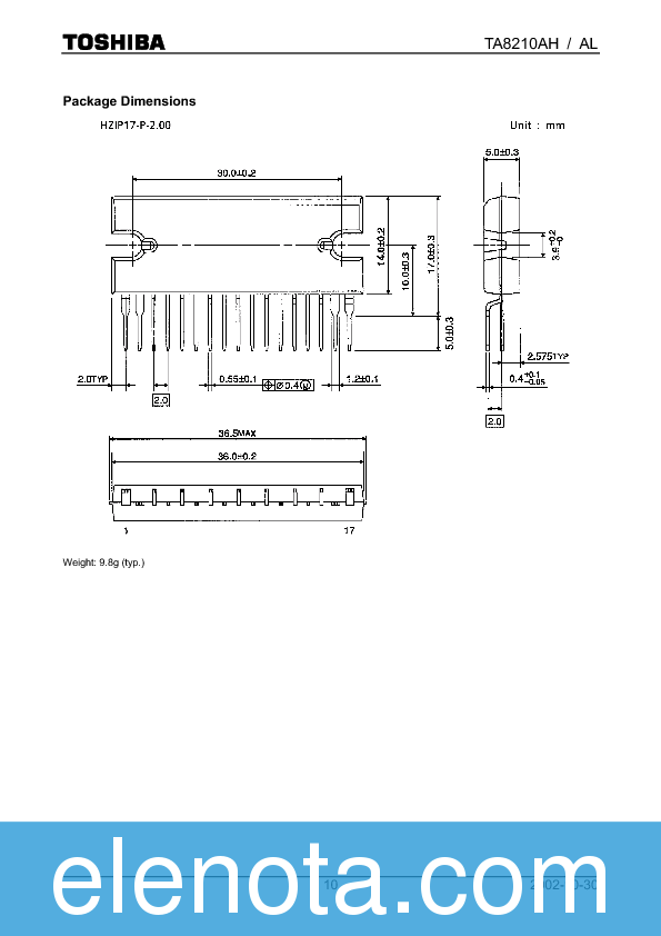TA8210AH Datasheet PDF (0.97 MB) Toshiba | Pobierz z Elenota.pl