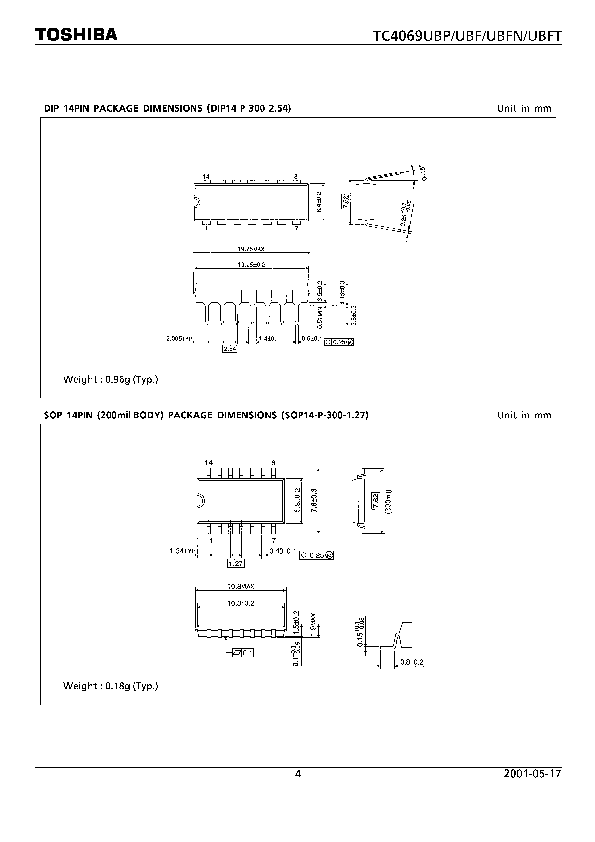 TC4069UBP Datasheet PDF (229 KB) Toshiba | Pobierz z Elenota.pl