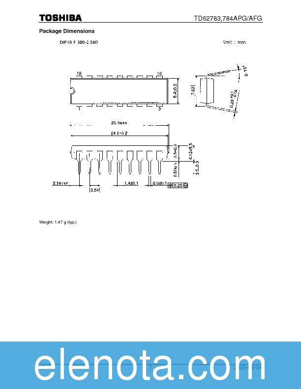 TD62783APG Datasheet PDF (165 KB) Toshiba | Pobierz z Elenota.pl