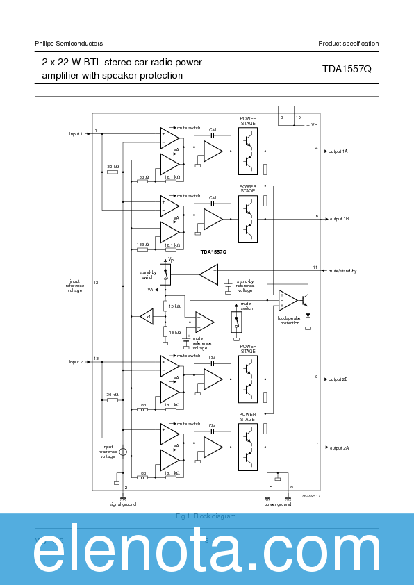 TDA1557Q Datasheet PDF (61 KB) Philips | Pobierz z Elenota.pl