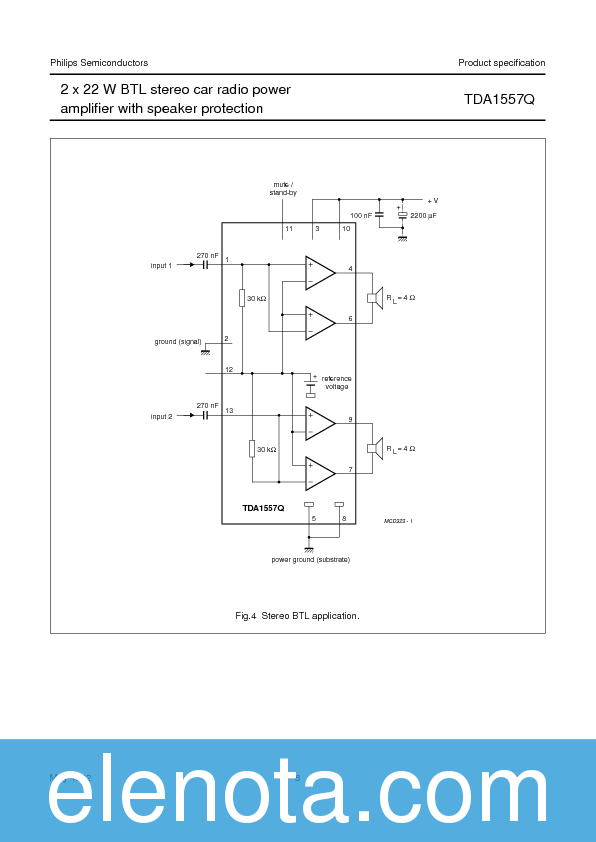 TDA1557Q Datasheet PDF (61 KB) Philips | Pobierz z Elenota.pl