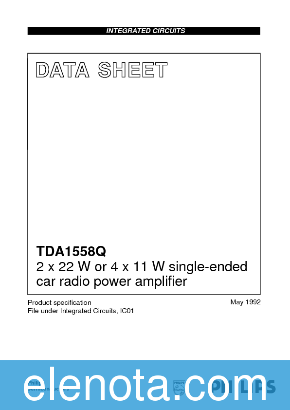 TDA1558Q Datasheet PDF (69 KB) Philips | Pobierz z Elenota.pl
