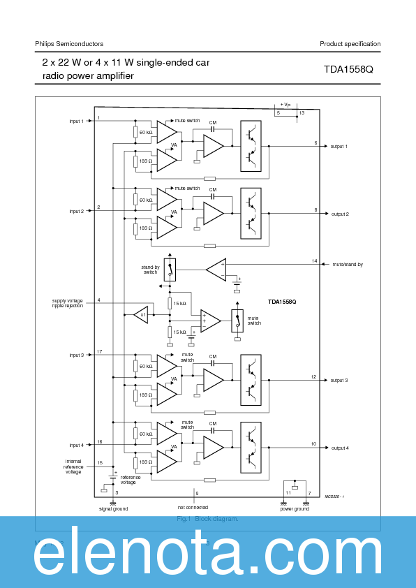 TDA1558Q Datasheet PDF (69 KB) Philips | Pobierz z Elenota.pl
