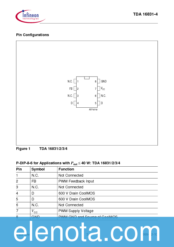 TDA16833 Datasheet PDF (272 KB) Infineon | Pobierz z Elenota.pl