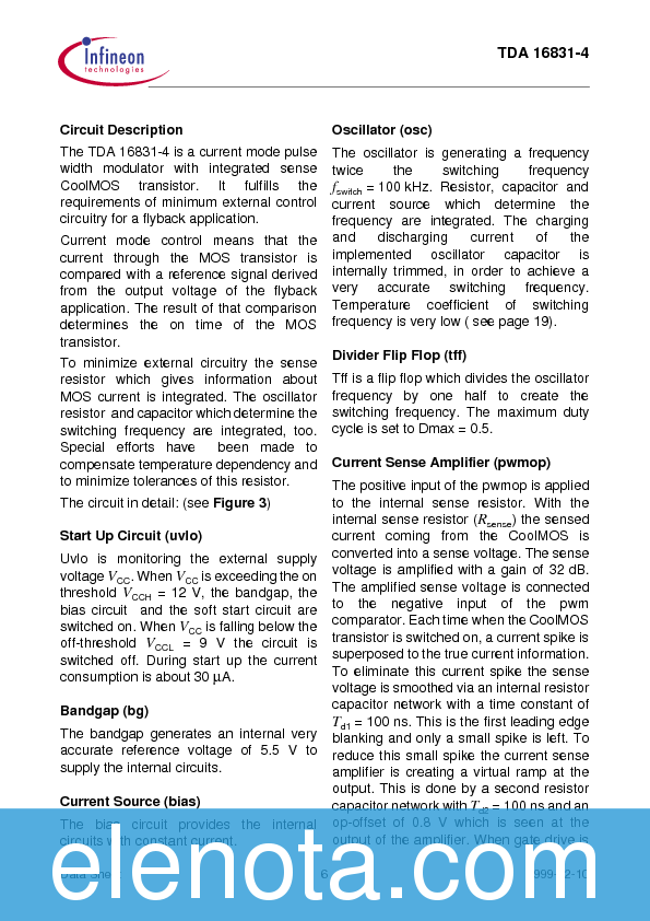 TDA16833 Datasheet PDF (272 KB) Infineon | Pobierz z Elenota.pl