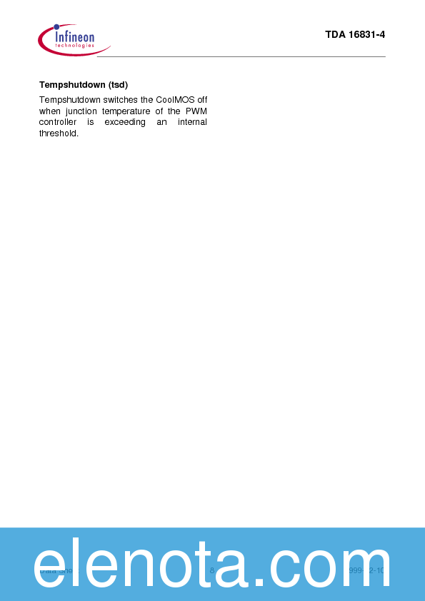 TDA16833 Datasheet PDF (272 KB) Infineon | Pobierz z Elenota.pl