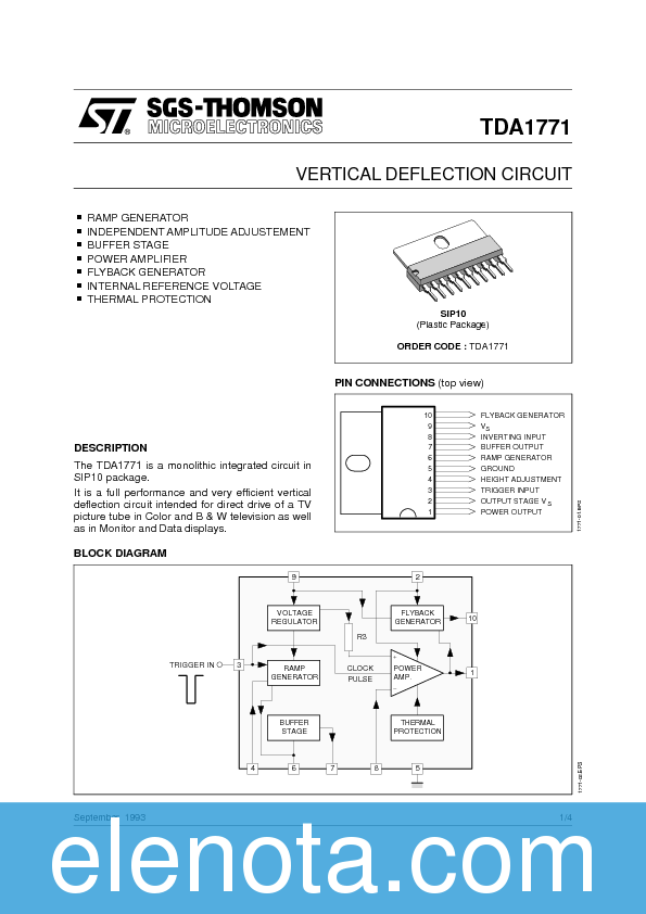 TDA1771 Datasheet PDF (75 KB) STMicroelectronics | Pobierz z Elenota.pl