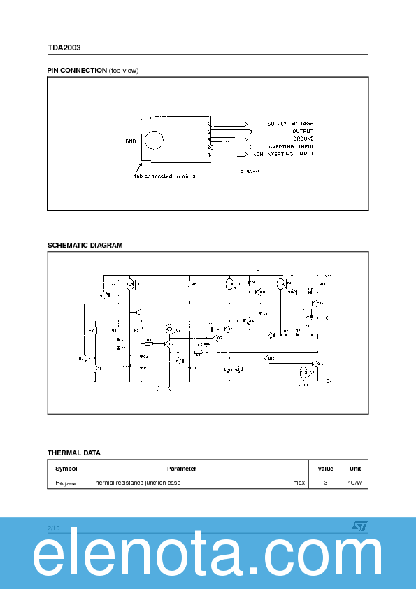 TDA2003 Datasheet PDF (226 KB) STMicroelectronics | Pobierz z Elenota.pl