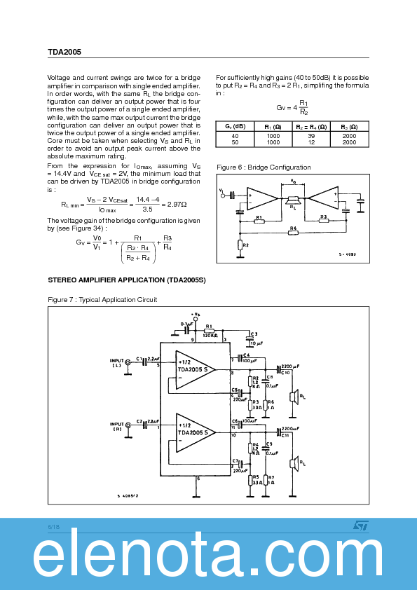 TDA2005 Datasheet PDF (2.88 MB) STMicroelectronics | Pobierz z Elenota.pl