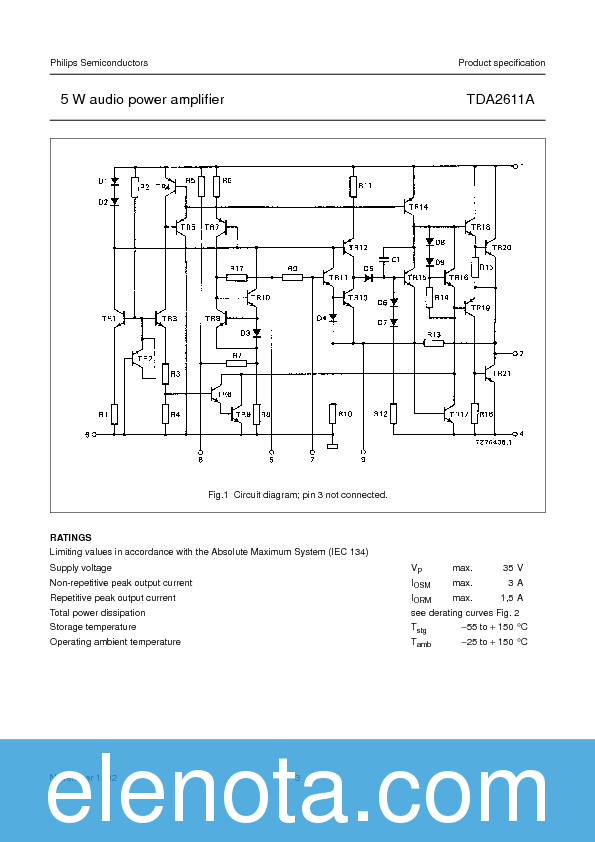 TDA2611A Datasheet PDF (250 KB) Philips | Pobierz z Elenota.pl