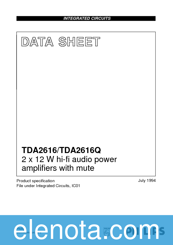 TDA2616 Datasheet PDF (70 KB) Philips | Pobierz z Elenota.pl