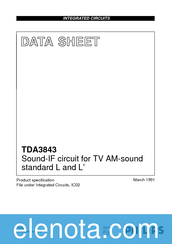 TDA3843 Datasheet PDF (64 KB) Philips | Pobierz z Elenota.pl