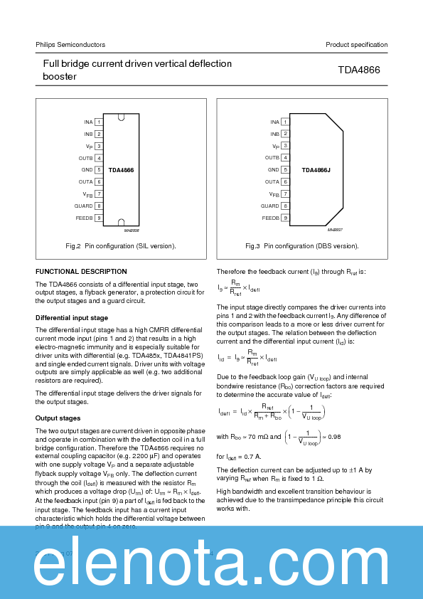 TDA4866 Datasheet PDF (109 KB) Philips | Pobierz z Elenota.pl
