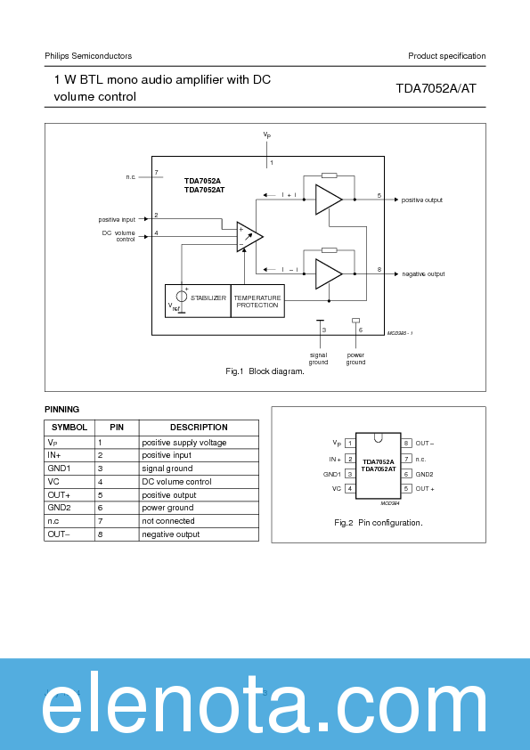 TDA7052A/AT Datasheet PDF (61 KB) Philips | Pobierz z Elenota.pl