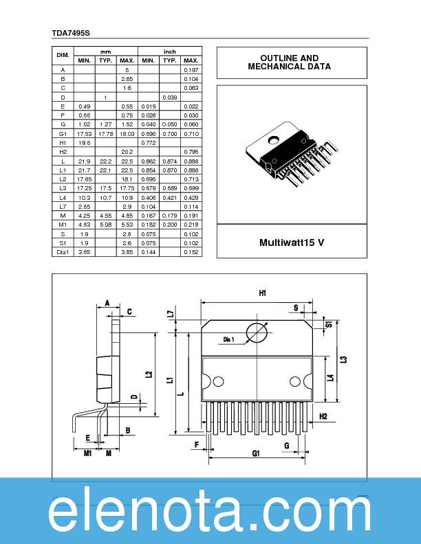 TDA7495S Datasheet PDF (180 KB) STMicroelectronics | Pobierz z Elenota.pl
