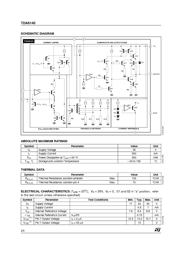 TDA8145 Datasheet PDF (85 KB) STMicroelectronics | Pobierz z Elenota.pl
