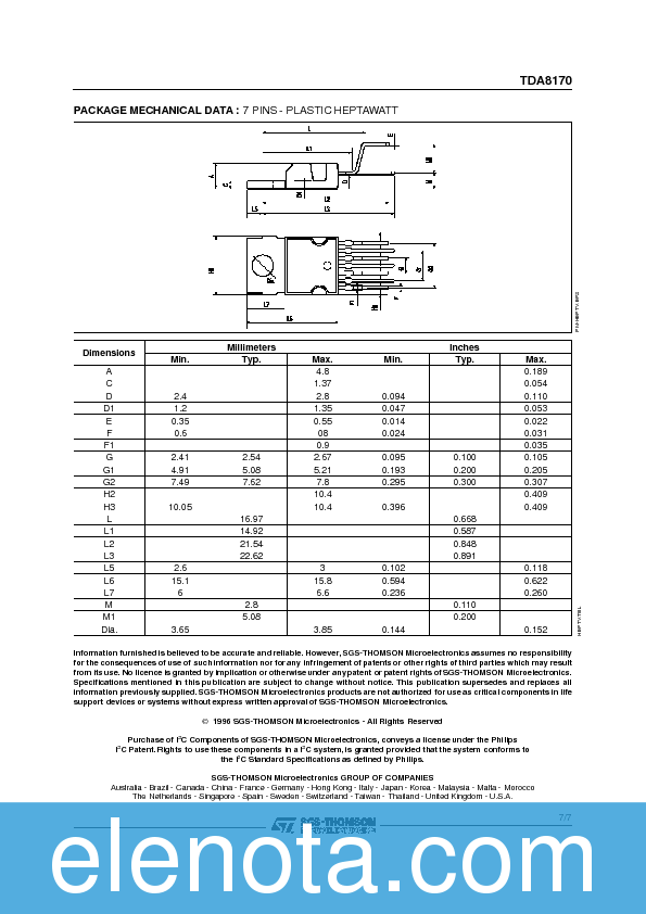 TDA8170 Datasheet PDF (109 KB) STMicroelectronics | Pobierz z Elenota.pl